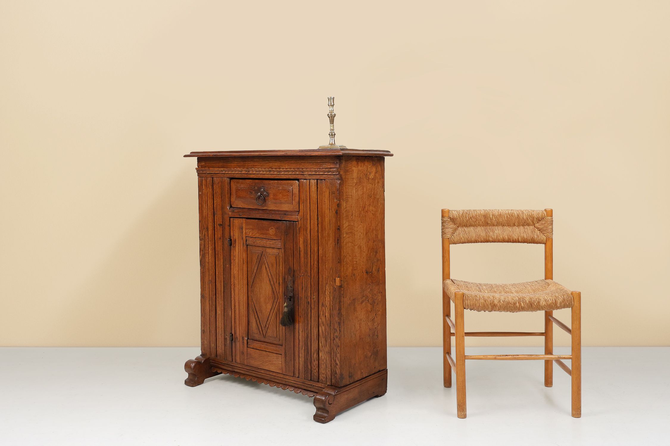 16th Century Belgian hand carved single door cabinet in full oakthumbnail